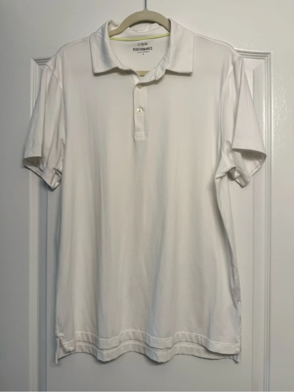 J.Crew Performance Polo Shirt Mens L White Stretch Golf Preppy Classic